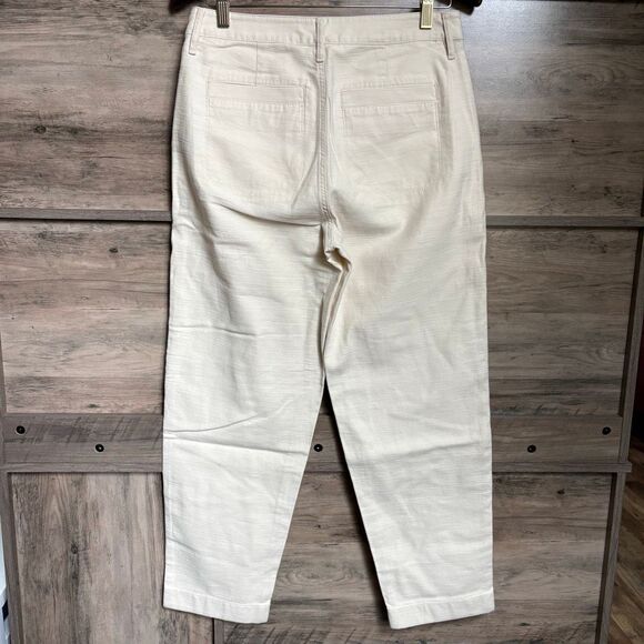 J.Crew Tapered Wide Leg Cream Pants Double Stitch Y2K Coastal Boho Preppy - Picture 5 of 14